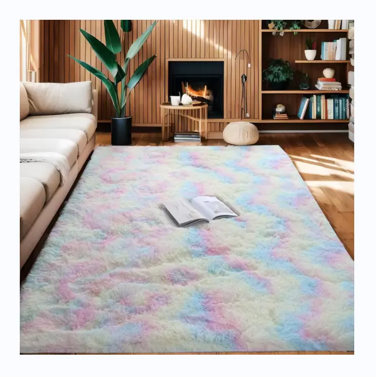 Eco-friendly haima thread thick pile hair sponge fluffy silk center carpet large for room tapis de salon en peluche