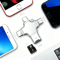 Adaptateur OTG 4 en 1 USB3.0/Type-C/Micro/iOS Lecteur de carte TF Compatible avec les téléphones et les tablettes Adaptateur externe pour ordinateurs portables Universel