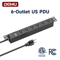 Barre de distribution d'alimentation US PDU à 6 prises, norme américaine, interrupteur de surcharge 15A 1875W, montage en rack