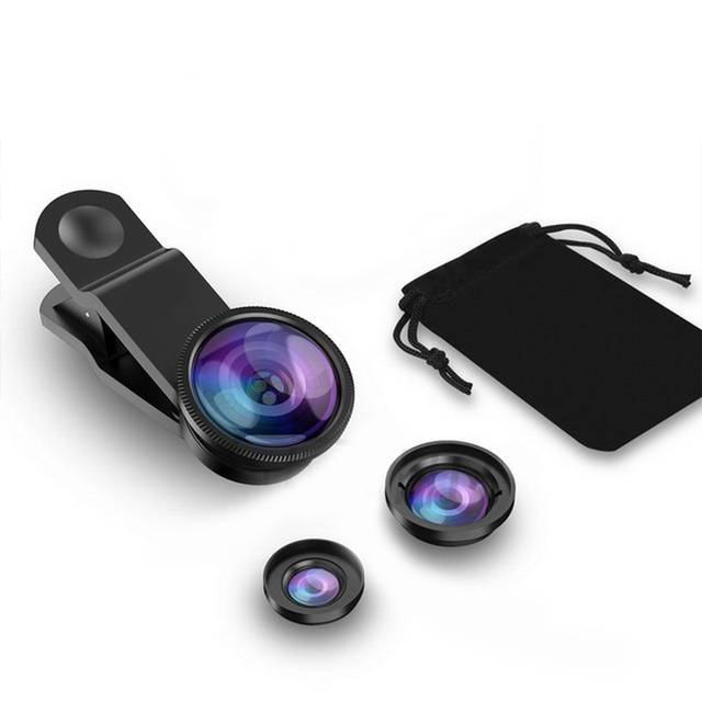 Factory Price Portable 3-in-1 Professional HD Mobile Phone Camera Lens 0.67X Fisheye Wide Angle Metal Material for iPhone