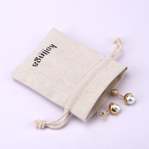 Sac à cordon en lin 100% personnalisé avec logo imprimé, emballage pour bijoux, épingles à cheveux, colliers, pochette en jute et lin - Product Image 4