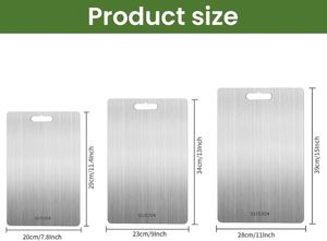 Planche à découper rectangulaire en acier inoxydable de qualité alimentaire, écologique, compatible lave-vaisselle, épaisseur 1,5 cm, pour la découpe de viande et de légumes - Product Image 2
