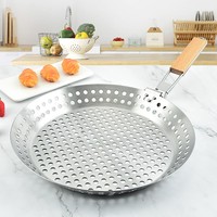 Panier de cuisson pour barbecue extérieur, type turc, en acier au carbone noir antiadhésif, pour légumes, avec poignée pliable