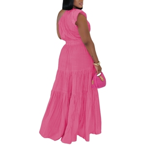 ชุดแม็กซี่เดรสแฟชั่นสำหรับผู้หญิงชุดเดรสเปิดไหล่ไม่มีสายผูกเชือก - Product Image 4