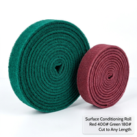 Rouleau de conditionnement de surface non tissé Fortunebrasive 70-100mm Rouge Vert Grain 180-400, découpé sur mesure, Oxyde d'aluminium, pour cuisine et métal
