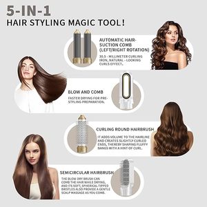 5-in-1 <strong>Electric</strong> Hair <strong>Dryer</strong> with DC Motor 1000W Concentrator Nozzle Ionic Styler for Women's Hair Curls &amp; Straightening - Product Image 6