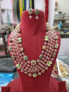 Nouveaux bijoux indiens perles antiques verre verre de haute qualité perles multicolores cinq couches mala fait à la main produit en vrac collier - Product Image 2