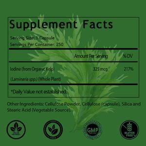 Cápsulas de Algas Marinas OEM/ODM, 325 mcg de Yodo Natural, Apoya la Función Inmunológica y el Metabolismo Saludables, 250 Cápsulas Vegetarianas - Product Image 2