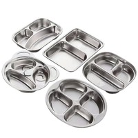 Plateau alimentaire rectangulaire en acier inoxydable de qualité commerciale, plateau de service robuste pour restaurant et buffet, plateau alimentaire en métal