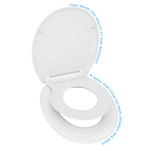 Asiento de Inodoro Familiar Dos en Uno para Niños, Cierre Suave, Diseño Moderno de Plástico para Uso en el Baño del Hogar, Características para Adultos y Niños - Product Image 1