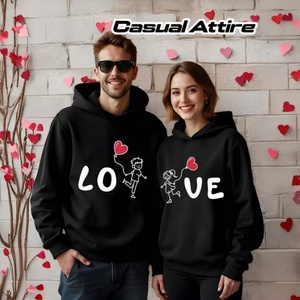 Sweats à capuche personnalisés pour couples, ensembles unisexes effet vieilli, sweats à capuche de haute qualité en gros, sweats à capuche 100% coton biologique DTG - Product Image 5