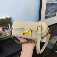 Sac à bandoulière en cuir véritable pour femme, style coréen, avec chaîne, haut de gamme, vintage, polyvalent, petit format carré, fermeture éclair