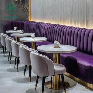 Sang Trọng Màu Tím Vòng Thiêu Kết Đá Nhung Khách Sạn Nhà Hàng Đồ Nội Thất Sofa Gian Hàng Chỗ Ngồi Ghế Và Bảng Cho Cà Phê Cửa Hàng - Product Image 1