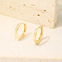 Boucles d'oreilles créoles Huggie rondes en or jaune massif 14K (AU585) de qualité supérieure pour femmes, bijoux fins, idéales pour la création de bijoux DIY