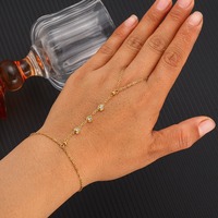 Gelang Cincin Jari Baja Anti Karat Berlapis Emas 18K Vintage, Tahan Air, Anti Kusam, Model Slave Bracelet Hand Harness untuk Wanita