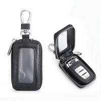 Nouvel étui à clés zippé en PU haut de gamme avec fenêtre miroir pour hommes et femmes ; Porte-clés de voiture universel vintage exquis Modèle BE-508