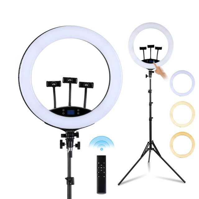 Jmary19-inch Ring Light with Phone Holder Dimmable Round LED Light Ring Filling Selfie Photography Flash Ring Light