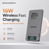 Batterie externe magnétique sans fil B2B 10000mAh ultra-mince en alliage d'aluminium, charge rapide PD20W, portable, ODM/OEM avec support et écran LED