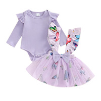 Nouvelle Collection : Ensemble 3 Pièces Imprimé pour Filles – Combinaison à Manches Longues et Salopette Florale