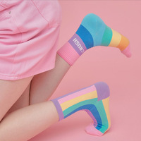 Crush rainbow Chaussettes Printemps Été Chaussettes pour femmes Chaussettes en coton rayé haute quantité