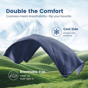 Edredón Refrigerante Tamaño Queen, Mantas Refrigerantes Ligeras Reversibles para Personas que Sienten Calor al Dormir <span class=keywords><strong>y</strong></span> Sudores Nocturnos, Azul Oscuro Queen - Product Image 6