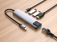 Conector Gigabit Ethernet Multi-Tipo C 5 en 1, Hub USB 3.0 4K, RJ45, Carga Tipo-C a PD 100W, en Existencia
