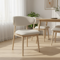 Chaises de salle à manger modernes et confortables en tissu avec pieds en bois et coussin rembourré pour la maison, le bureau, le bar à domicile, le centre commercial - Durables