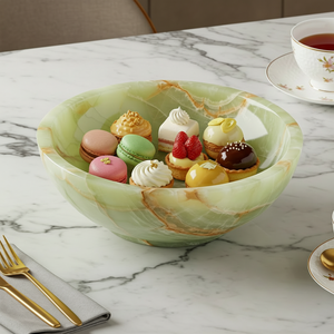 จานหินธรรมชาติทำด้วยมือชามตกแต่งโอนิกซ์สีเขียวหรูหราออกแบบโดยมีเอกลักษณ์จากโรงงานขายส่ง - Product Image 1