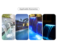 Fontaine murale de jardin en acrylique rectangulaire moderne avec lumières LED multicolores, cascade, rideau de pluie, chute d'eau, logo personnalisé