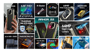 Teléfono Resistente Ulefone Armor 22 8GB+256GB 6.58 Pulgadas 4G G96 Octa Core NFC OTG Precio de Fábrica Idioma Francés Nivel IP68 Android 13 - Product Image 6
