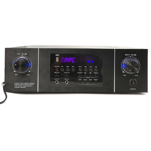 DSP BT5.0 HiFi Sound 200W RMS Power 2-Channel Home Karaoke Sound System Metal & Aluminum Alloy Class Amplifier