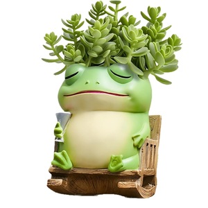 Pot de fleurs en résine en forme de grenouille, pot de plantes de bureau en forme d'animal de dessin animé, décoration intérieure, cadeau C00844 - Product Image 5