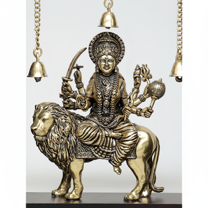10 \ "ประติมากรรมทองเหลือง Superfine dess Durga (sherawali MAA) แขวนผนังด้วยระฆังห้อยต่องแต่งกรอบงานศิลปะ - Product Image 1