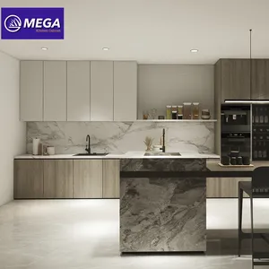 Melhores vendas U forma clássica Multi cor mate branco madeira grão melamina RTA flat pack armários de cozinha & acessórios