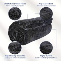 Serviette de nettoyage ultra douce de grande taille 60x90cm 60x80cm 600gsm 700gsm 1200gsm 1400gsm à boucle torsadée en micro-fibre pour lunettes de voiture