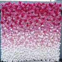 Maßgefertigtes Quadratisches Rosa-Weißes Blumen-Wandpaneel Hintergrund 3D 5D Roll-Reißverschluss Stoff Künstliche Seidenrosen Handgefertigte Hochzeitsdekoration