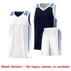Uniforme Deportivo Personalizado de Baloncesto con Degradado Lateral Azul Marino y Blanco, Doble Cara - Product Image 2