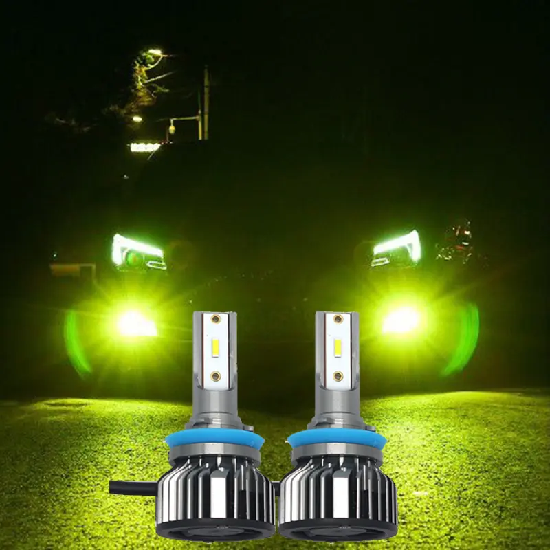 Highlight1860 limon yeşil LED araba far ampulü 30W 8000LM otomatik sis far ampul H1 H3 H4 H7 H11 880 H13 9005 kireç sis lambası