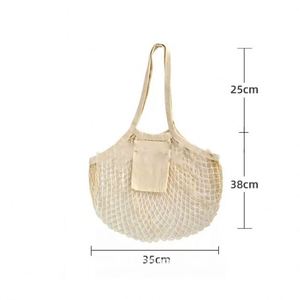 Sacs d'épicerie réutilisables portables avec logo personnalisé, sacs à fruits et légumes, sac en coton lavable, sac en filet de coton biologique, sac de shopping en coton - Product Image 2