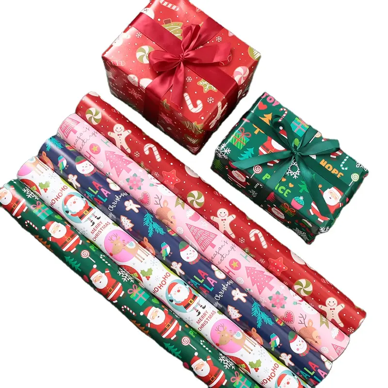उच्च गुणवत्ता वाले गुलाबी कागज लपेटे गए क्रिसमस उपहार पैकेजिंग के लिए थोक थोक