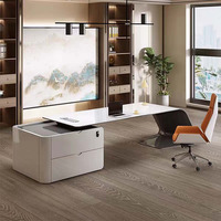 Bureau de direction laqué haut de gamme, mobilier de bureau moderne, bureau de direction de luxe, bureau informatique de PDG, table de bureau