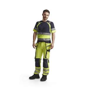 BLAKLADER - 199716423389D88 Hi-Vis <b>trousers</b> 4-way <b>stretch</b> Yellow/<b>Navy</b> blue - EAN 7330509777091 HI-VIS WORKWEAR - Product Image 3