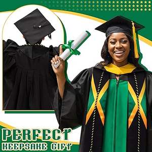 Banda de Graduación Personalizada de Alta Calidad con Bandera de Colombia y Jamaica + Cordones de Honor, Prenda de Graduación Unisex - Product Image 3