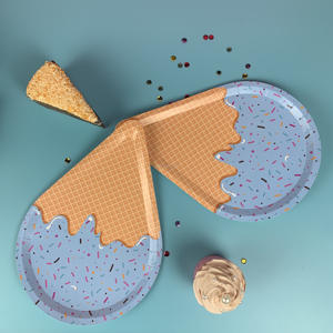 Assiettes à dessert jetables sur le thème de la crème glacée <span class=keywords><strong>Vaisselle</strong></span> de fête d'<span class=keywords><strong>anniversaire</strong></span> et fournitures de mariage Décorations d'assiettes à dîner - Product Image 2