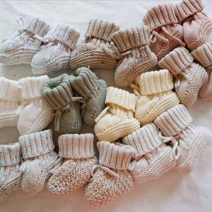 Chaussettes faites à la main Crochet <span class=keywords><strong>tricot</strong></span> bébé chaussons unisexe coton biologique nouveau-né antidérapant semelle souple chaussettes enfants literie - Product Image 2