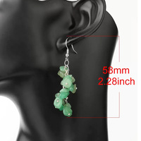 Boucles d'Oreilles à Crochet en Cristal Naturel Semi-Précieux, Pierres d'Énergie, Turquoise, Malachite, Obsidienne, Améthyste