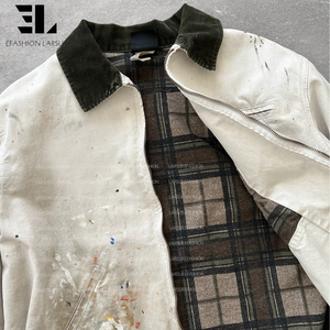 LARSUR Veste <span class=keywords><strong>de</strong></span> travail en toile <span class=keywords><strong>de</strong></span> canard lourd éclaboussée <span class=keywords><strong>de</strong></span> <span class=keywords><strong>peintre</strong></span> <span class=keywords><strong>de</strong></span> lavage <span class=keywords><strong>de</strong></span> détresse personnalisée avec couverture doublée veste <span class=keywords><strong>de</strong></span> travail Detroit manteau <span class=keywords><strong>de</strong></span> corvée - Product Image 4