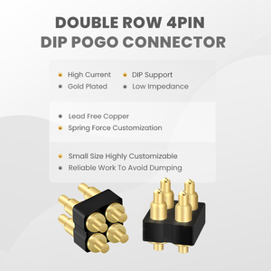 4-контактный прецизионный двухрядный промышленный контактный разъем с золотым покрытием и низким сопротивлением (пого-пин) - Product Image 1