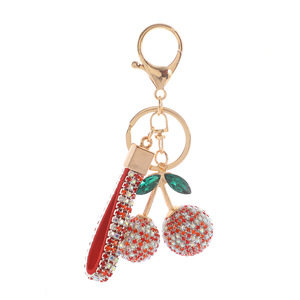 2025 Tùy Chỉnh Bling Dễ Thương 3D Cherry Móc Khóa Lá Pha Lê Quyến Rũ Mặt Dây Chuyền Keychain - Product Image 3