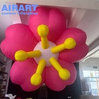 Décoration gonflable attrayante en forme de fleur de cerisier pour événements et expositions en plein air, grand ballon gonflable en forme de fleur rose